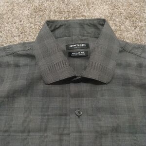 Kenneth Cole New York Dress Shirt Men’s 16 32/33 L Regular Fit Stretch Plaid
